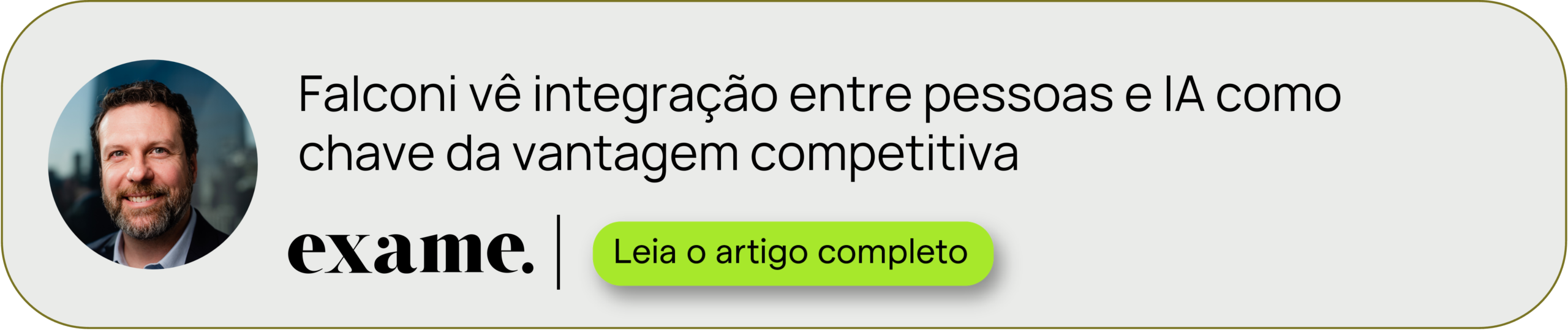Exame, artigo: Falconi vê integração entre pessoas e IA como chave da vantagem competitiva
